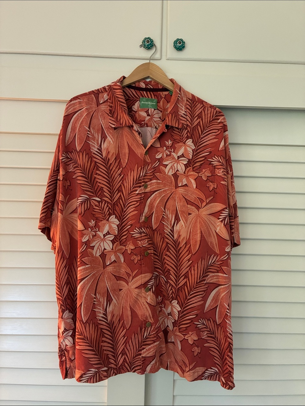 Tommy Bahama Rust Tropical Print Short-Sleeve Button-Down